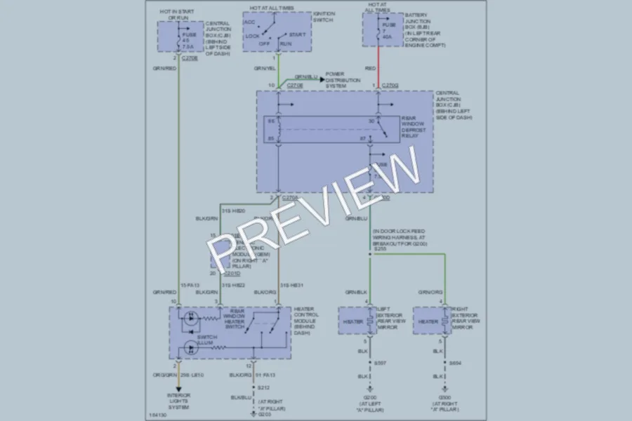 2005 Ford Focus Defoggers wiring diagram preview