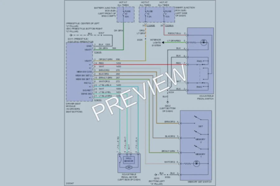 2005 Ford Freestyle Memory Systems wiring diagram preview