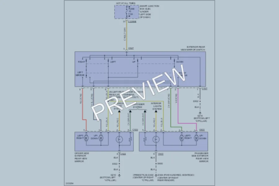 2005 Ford Freestyle Power Mirrors wiring diagram preview