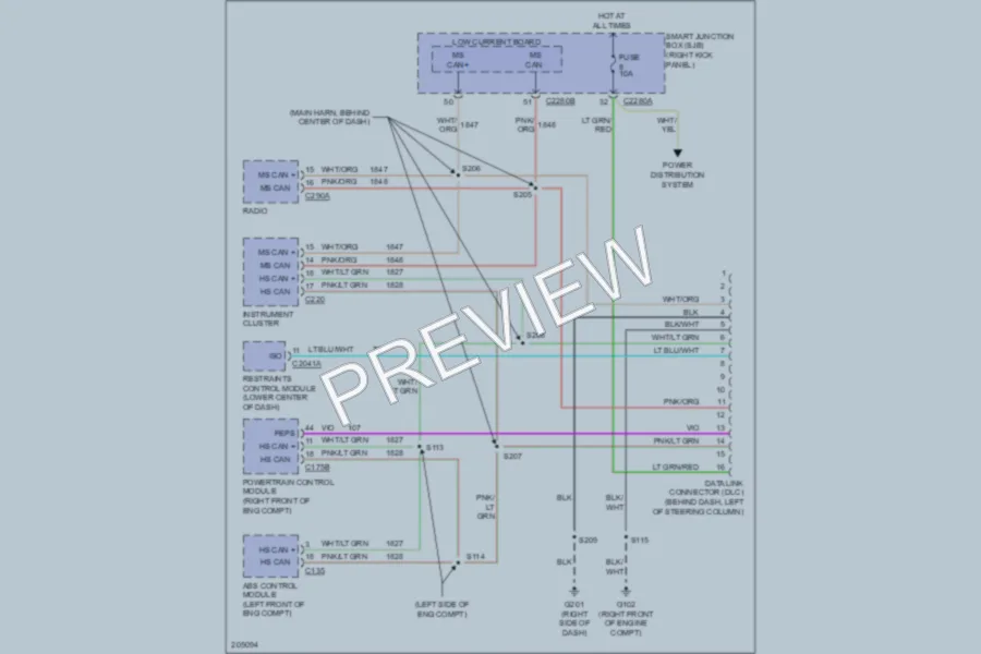2005 Ford Mustang Computer Data Lines wiring diagram preview