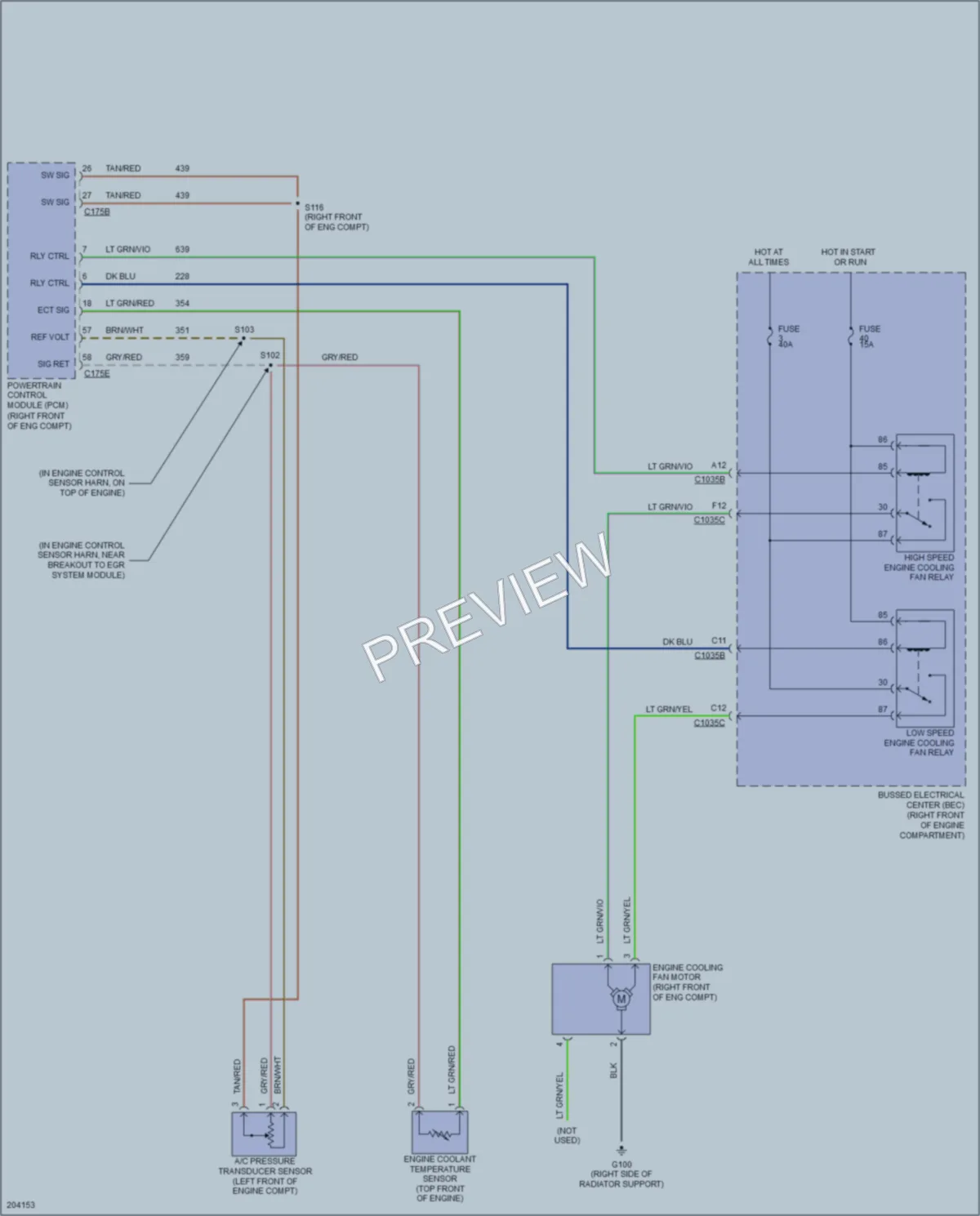 2005 Ford Mustang Cooling Fan wiring diagram preview