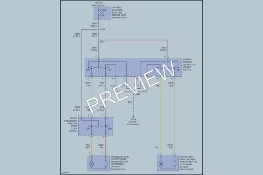 2005 Ford E350 Super Duty Power Windows wiring diagram preview