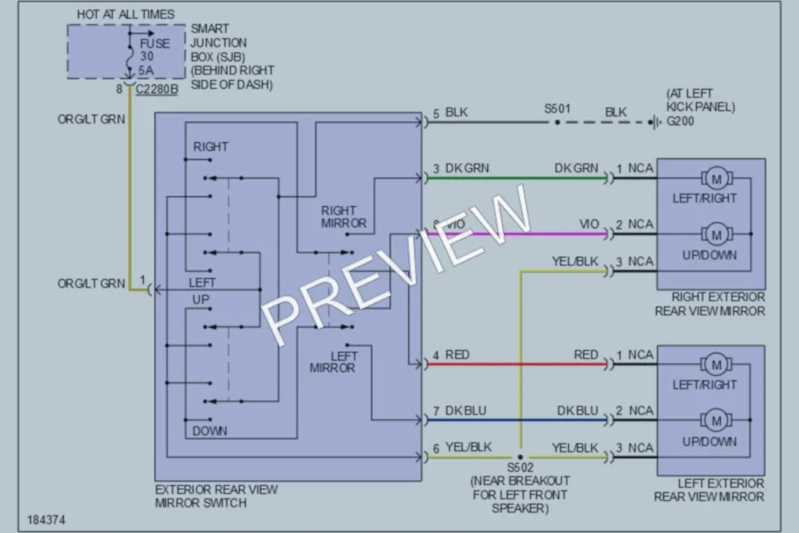 2005 Ford Ranger Power Mirrors wiring diagram preview
