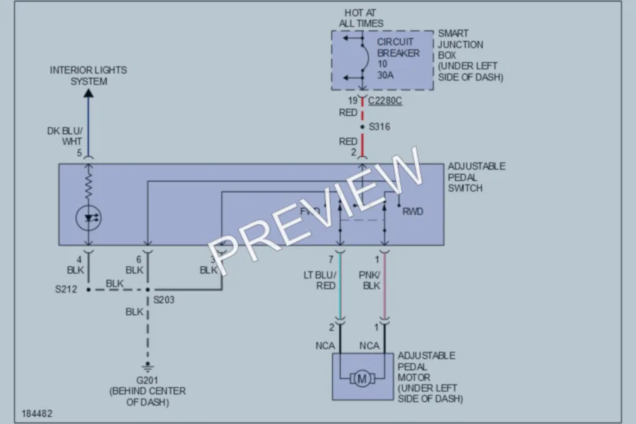 2005 Ford Taurus Power Seats wiring diagram preview