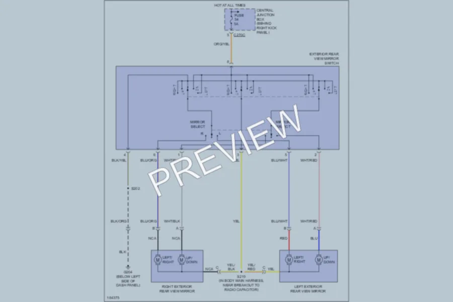 2005 Ford Thunderbird Power Mirrors wiring diagram preview