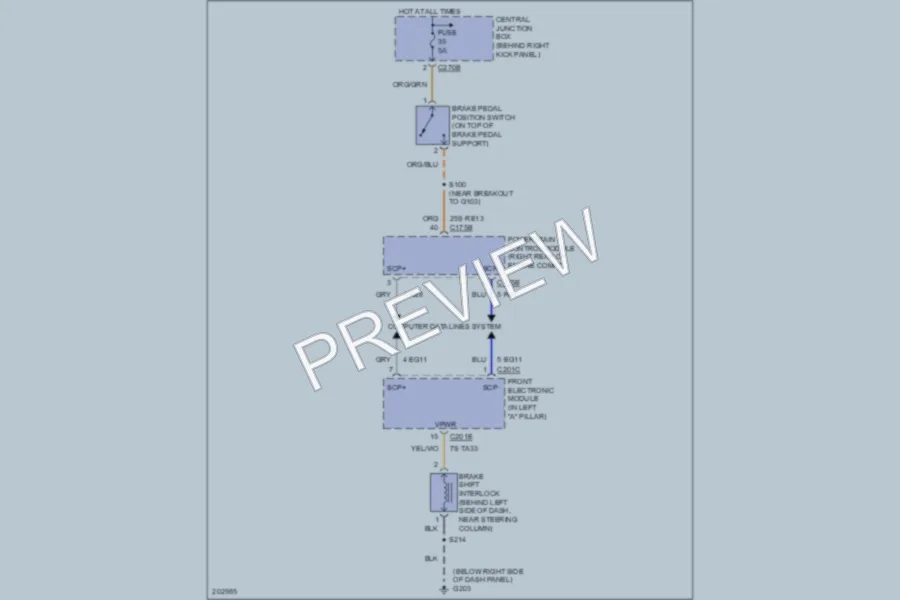 2005 Ford Thunderbird Shift Interlock wiring diagram preview