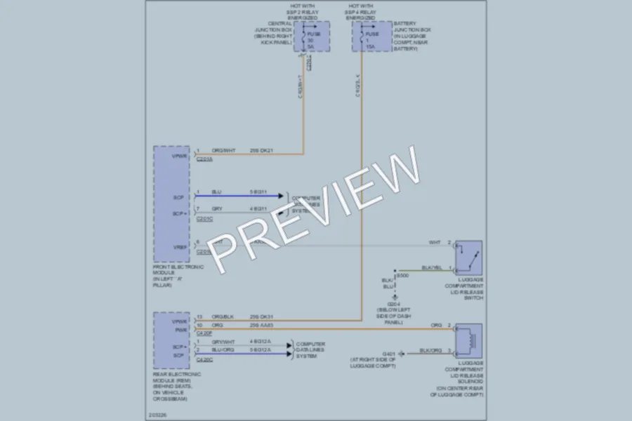 2005 Ford Thunderbird Trunk Tailgate Fuel Door wiring diagram preview