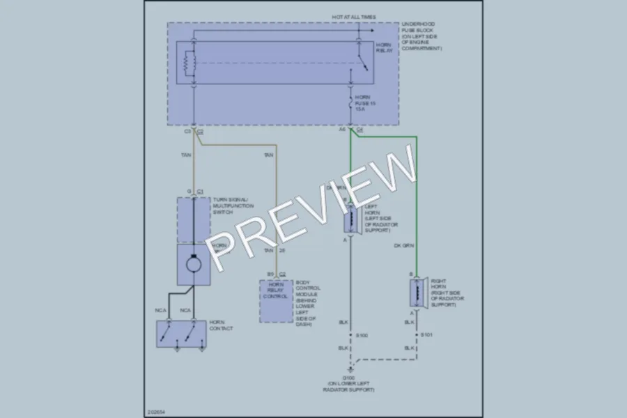 2005 GMC 3500 Horn wiring diagram preview