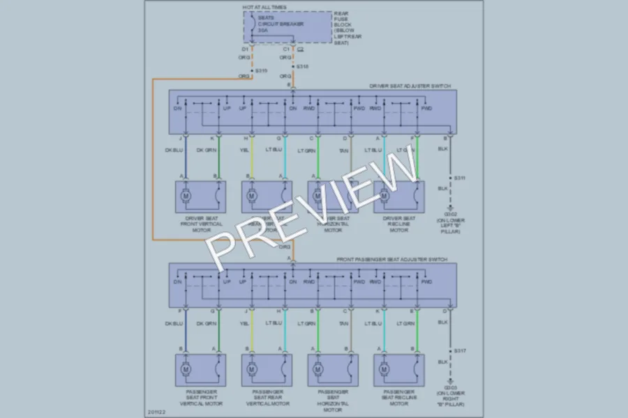 2005 GMC Envoy Power Seats wiring diagram preview