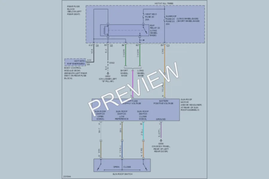 2005 GMC Envoy Power Top Sunroof wiring diagram preview
