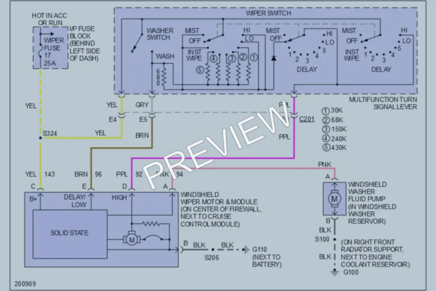 2005 GMC Safari Wiper Washer wiring diagram preview