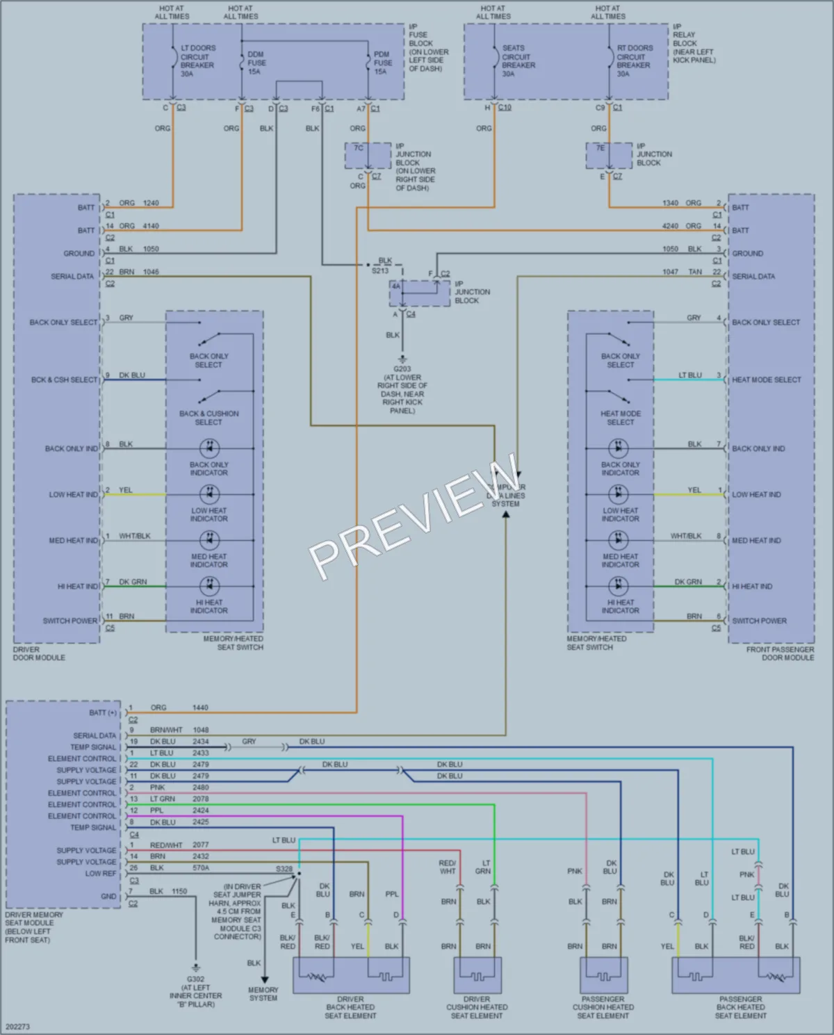 2005 HUMMER H2 Power Seats wiring diagram preview
