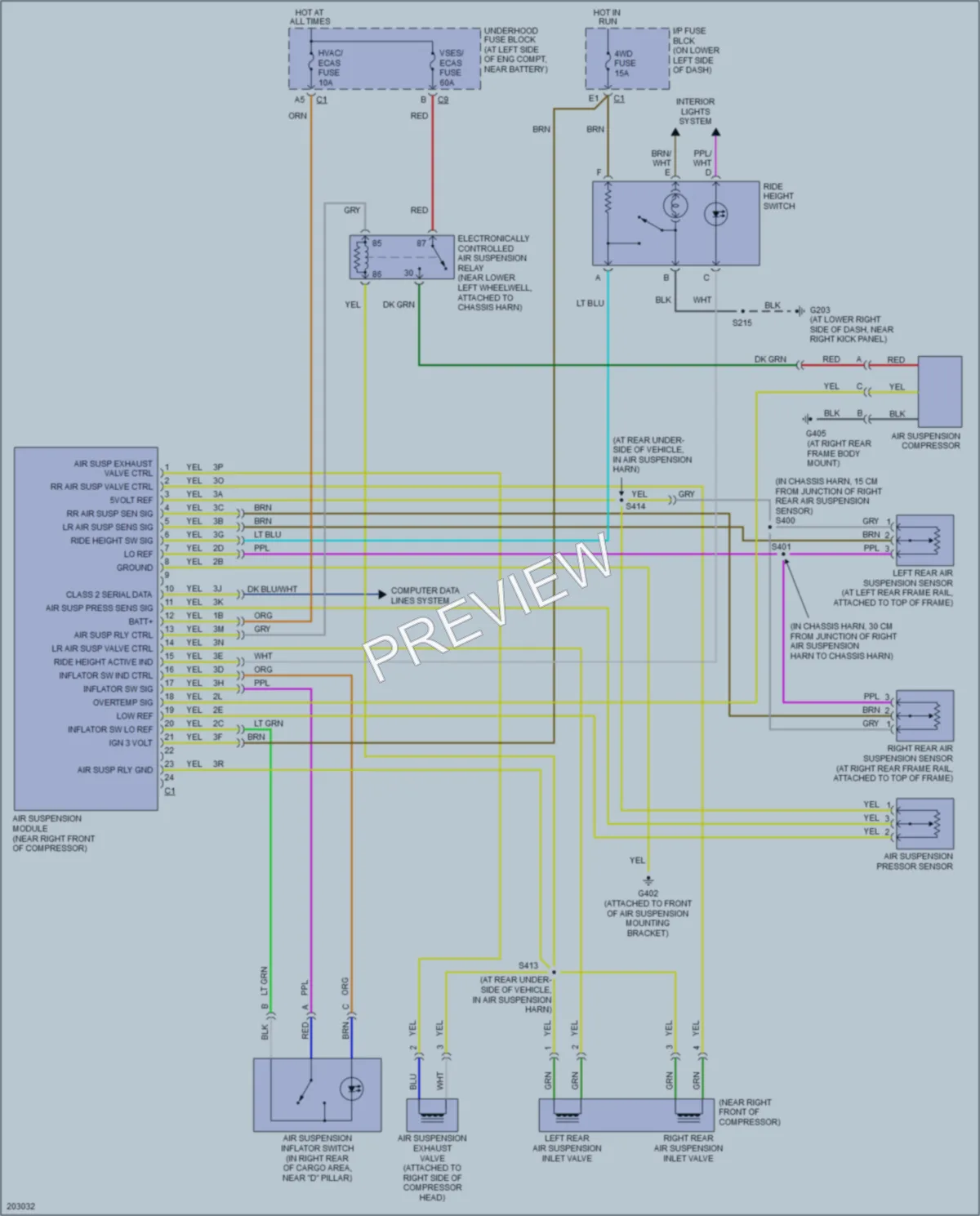 2005 HUMMER H2SUT Electronic Suspension wiring diagram preview