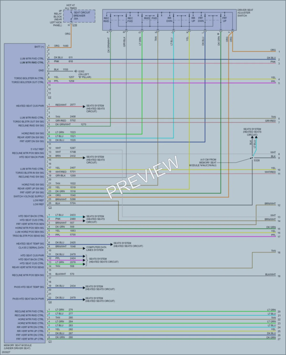2005 HUMMER H2SUT Memory Systems wiring diagram preview