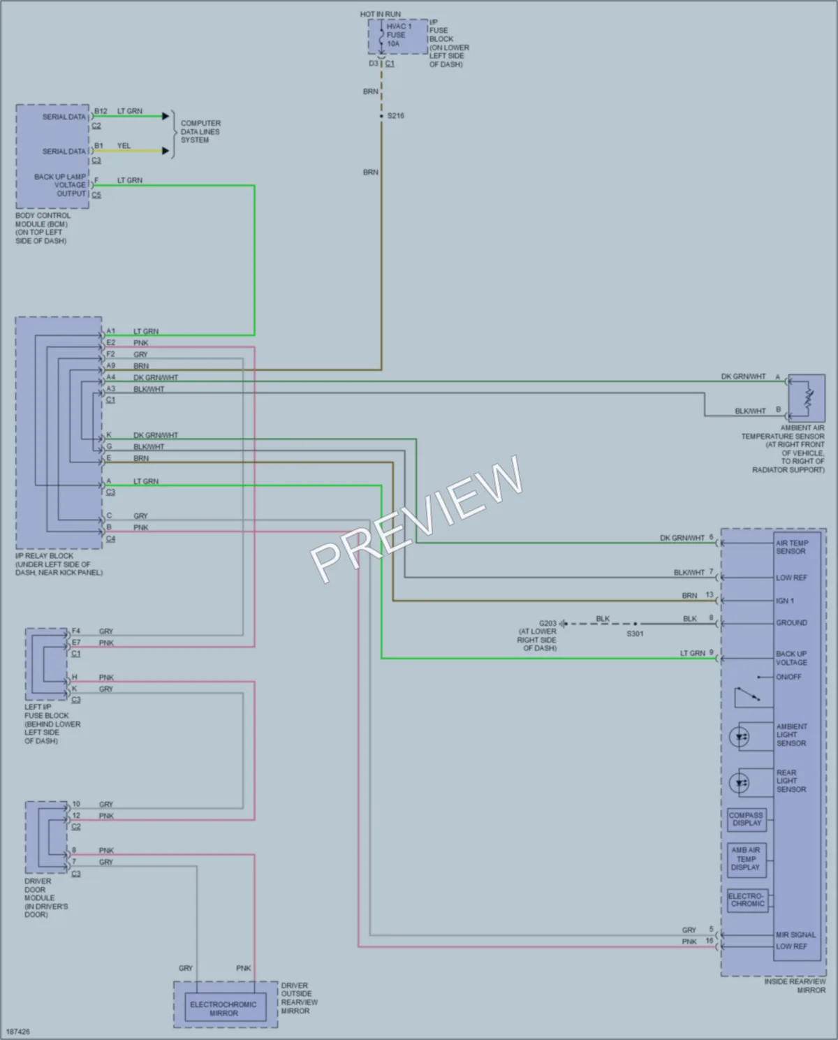 2005 HUMMER H2SUT Power Mirrors wiring diagram preview