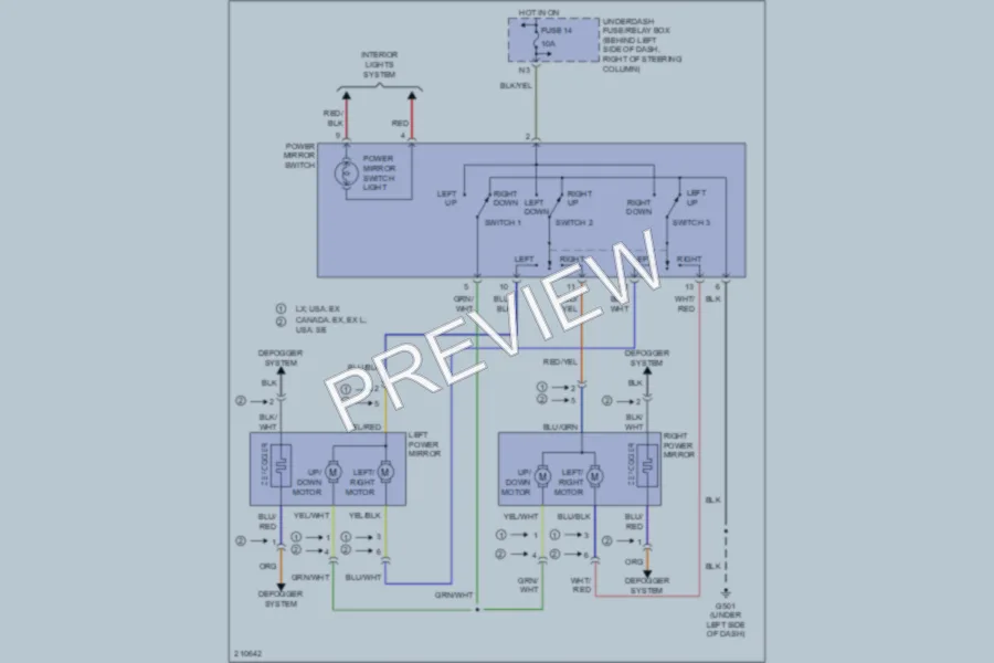 2005 Honda CRV Power Mirrors wiring diagram preview
