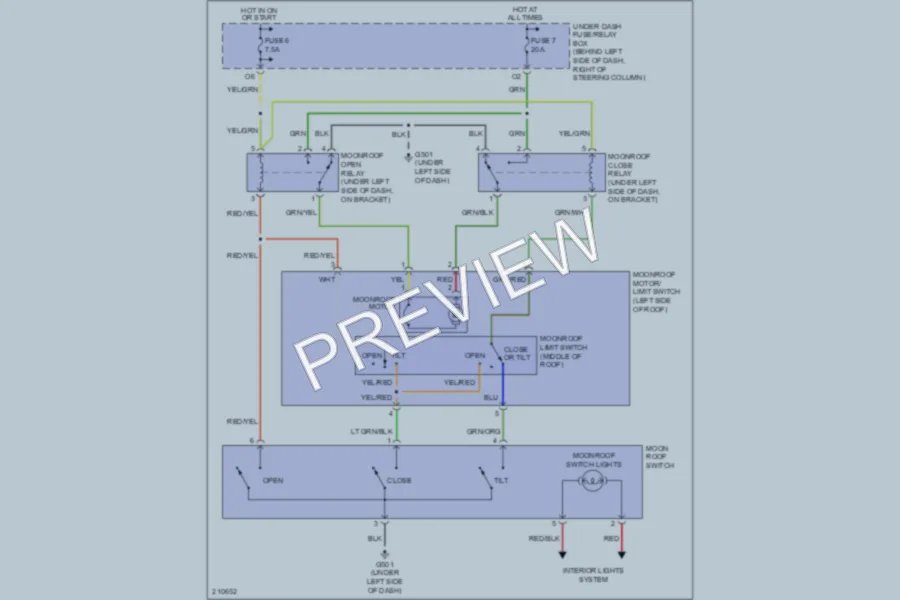 2005 Honda CRV Power Top Sunroof wiring diagram preview