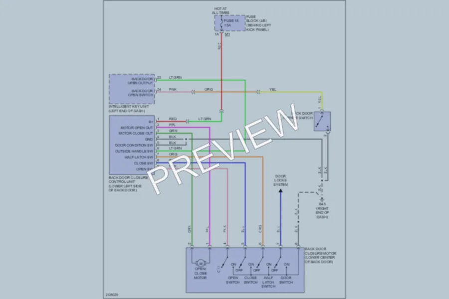 2005 Infiniti FX35 Trunk Tailgate Fuel Door wiring diagram preview