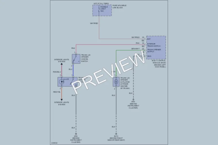 2005 Infiniti G35x Trunk Tailgate Fuel Door wiring diagram preview