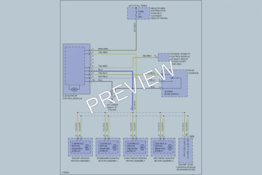 2005 Jaguar SType Power Top Sunroof wiring diagram preview