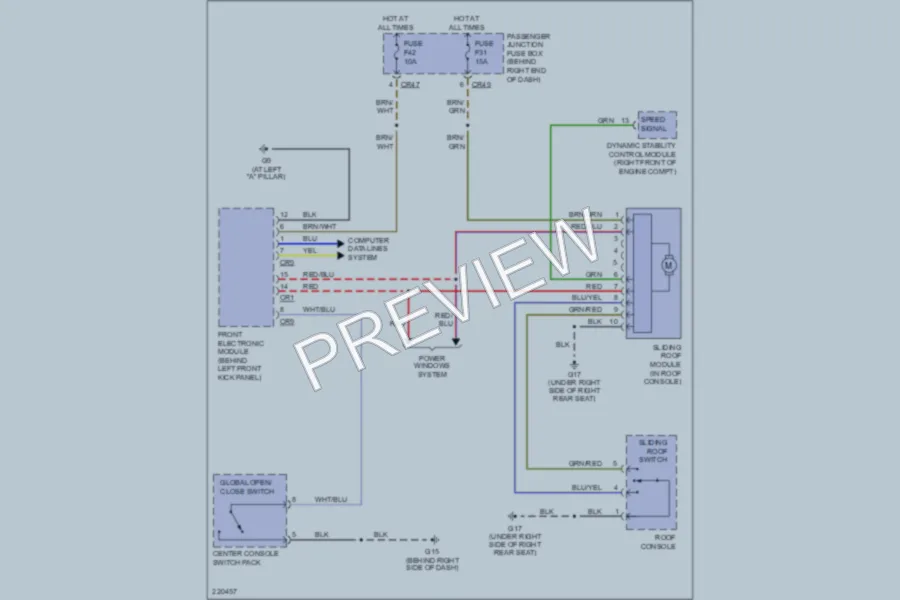 2005 Jaguar XJSuper Power Top Sunroof wiring diagram preview
