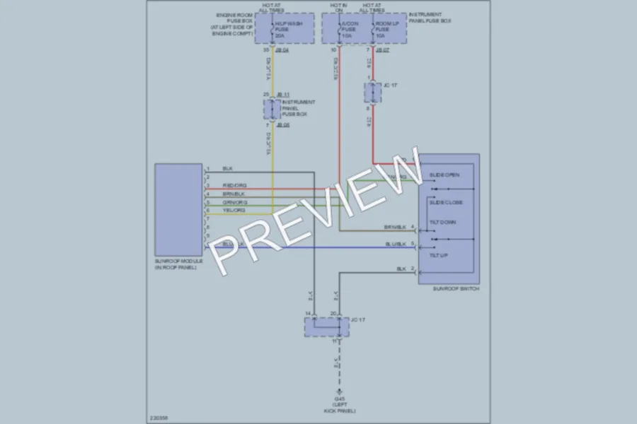 2005 Kia Amanti Power Top Sunroof wiring diagram preview