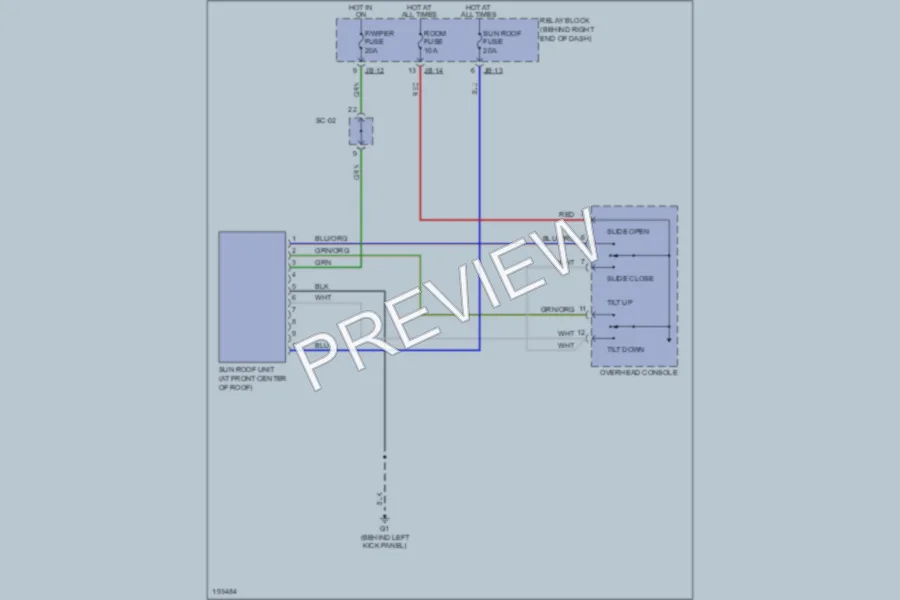 2005 Kia Sorento Power Top Sunroof wiring diagram preview