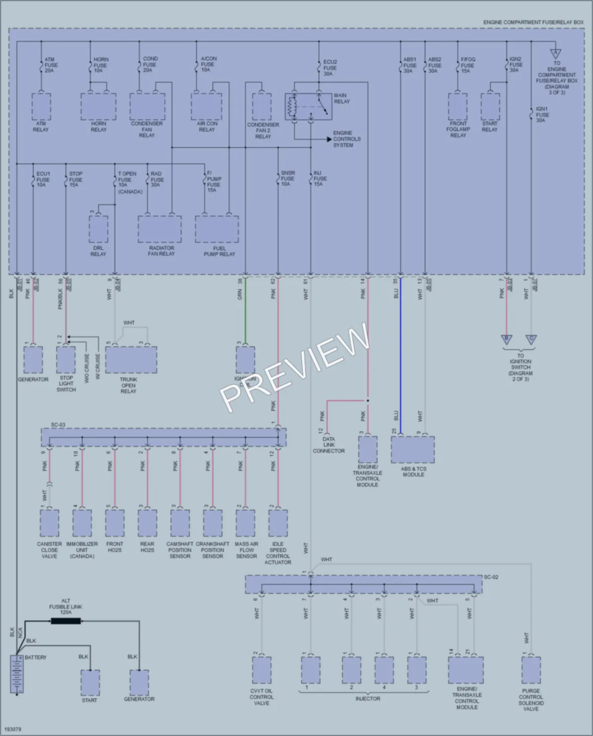 2005 Kia Spectra Power Distribution wiring diagram preview