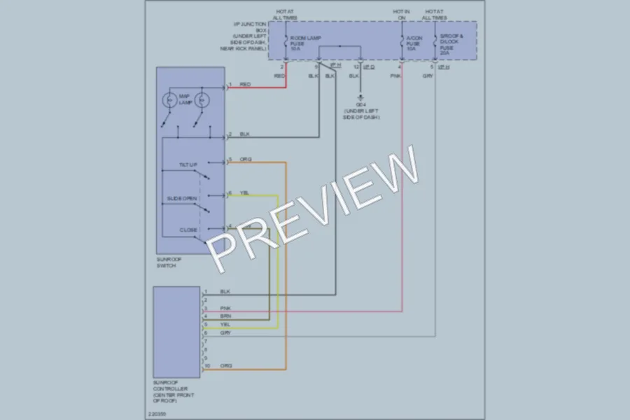 2005 Kia Sportage Power Top Sunroof wiring diagram preview