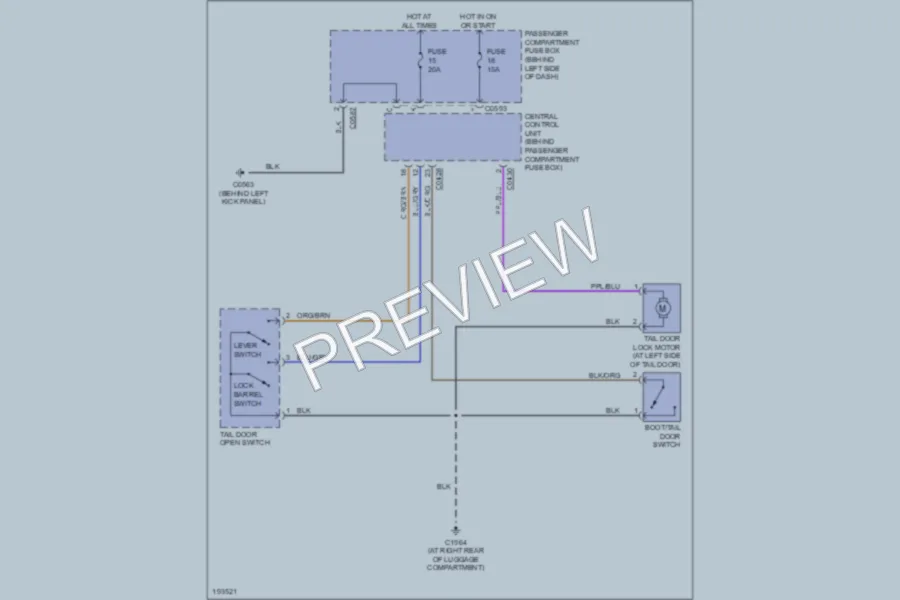 2005 LandRover Freelander Trunk Tailgate Fuel Door wiring diagram preview
