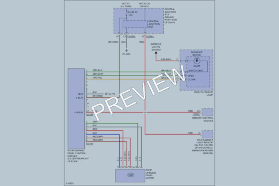 2005 LandRover LR3 Power Top Sunroof wiring diagram preview