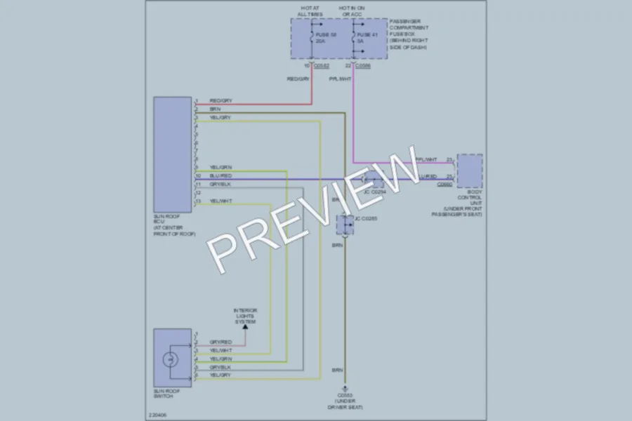 2005 LandRover RangeRover Power Top Sunroof wiring diagram preview