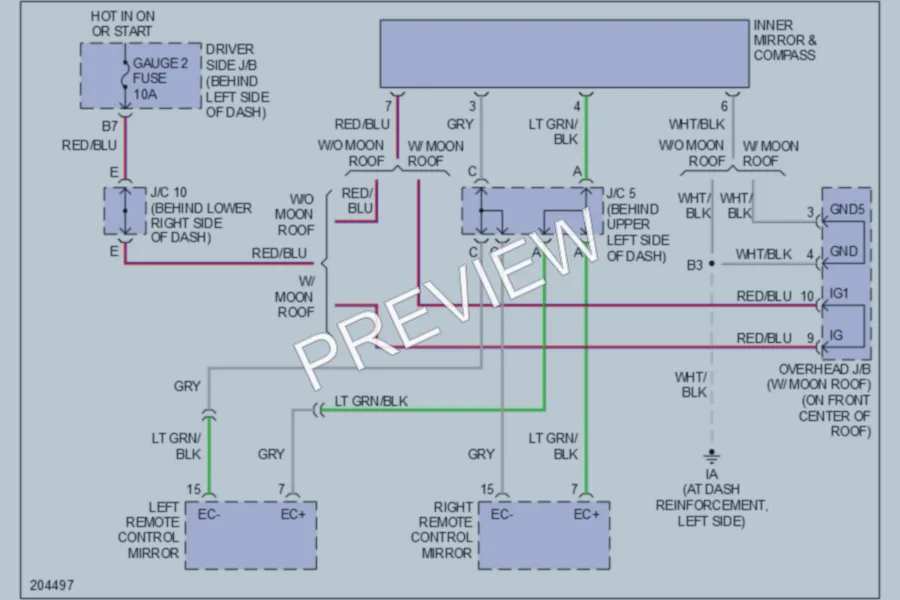 2005 Lexus ES330 Power Mirrors wiring diagram preview