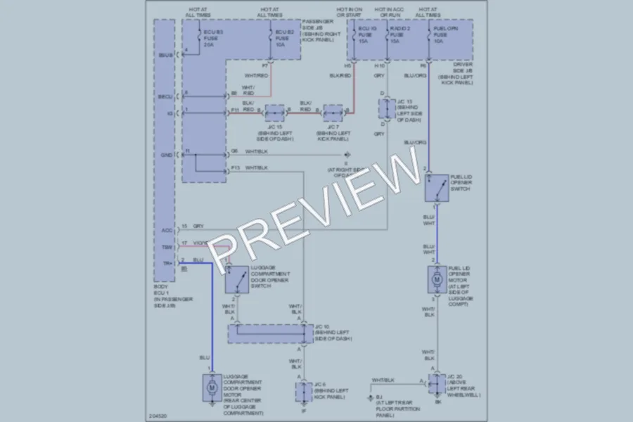 2005 Lexus GS300 Trunk Tailgate Fuel Door wiring diagram preview