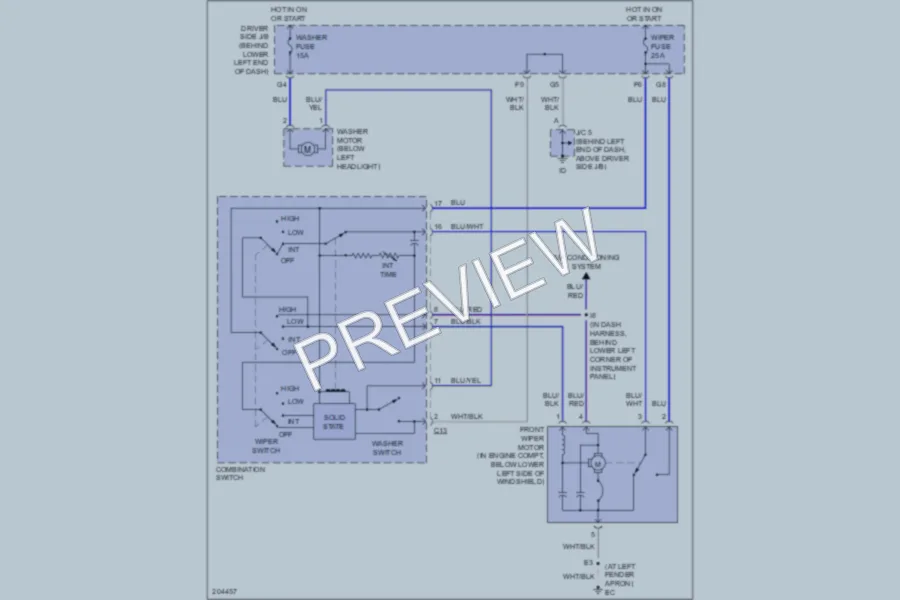 2005 Lexus IS300 Wiper Washer wiring diagram preview