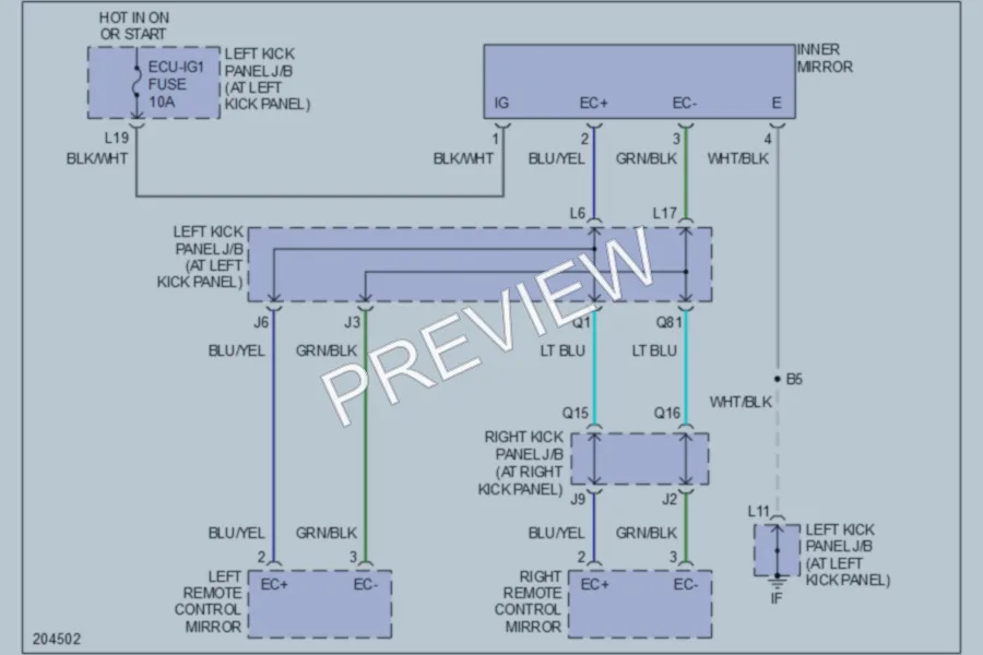 2005 Lexus LX470 Power Mirrors wiring diagram preview