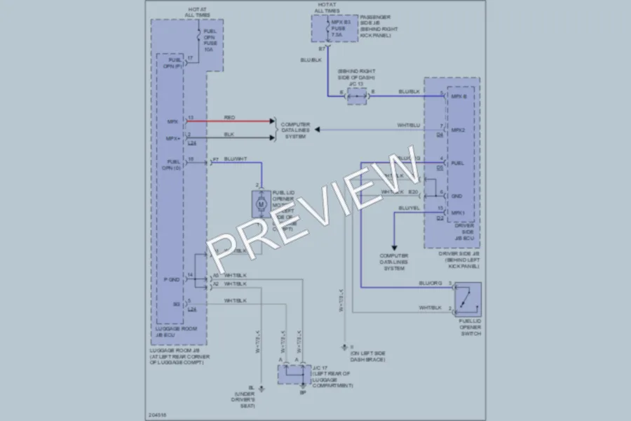 2005 Lexus SC430 Trunk Tailgate Fuel Door wiring diagram preview
