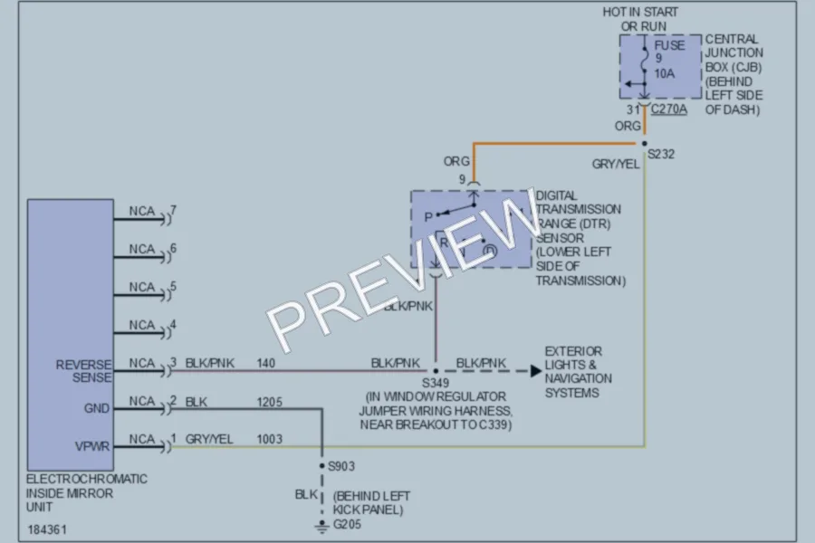 2005 Lincoln Aviator Power Mirrors wiring diagram preview