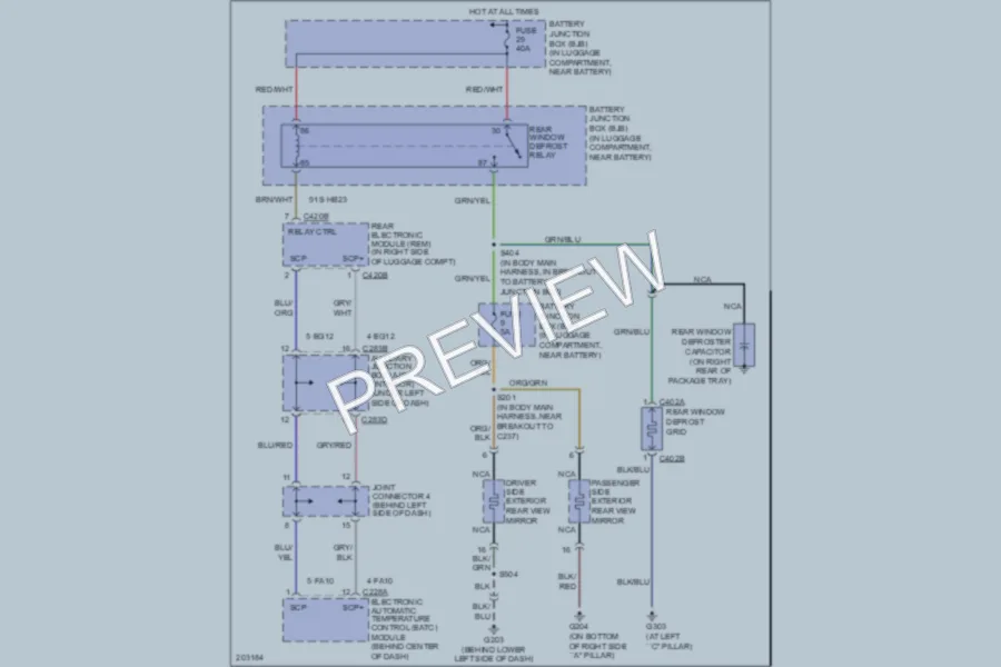 2005 Lincoln LS Defoggers wiring diagram preview