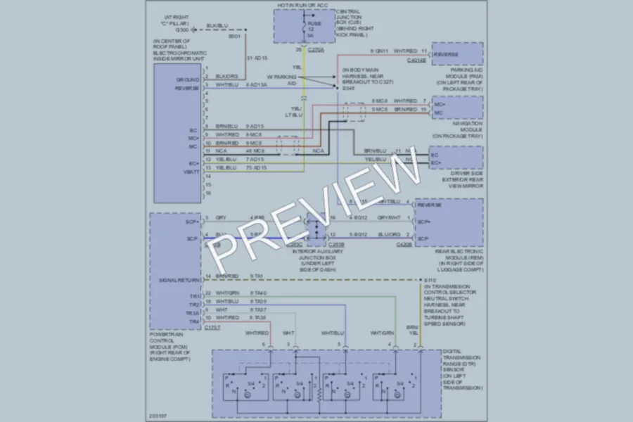 2005 Lincoln LS Power Mirrors wiring diagram preview