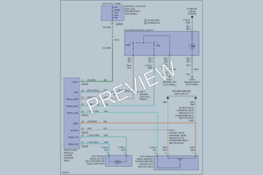 2005 Lincoln Navigator Memory Systems wiring diagram preview