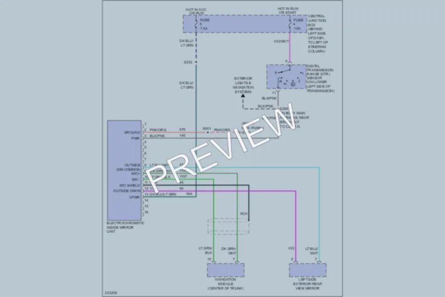2005 Lincoln TownCar Power Mirrors wiring diagram preview