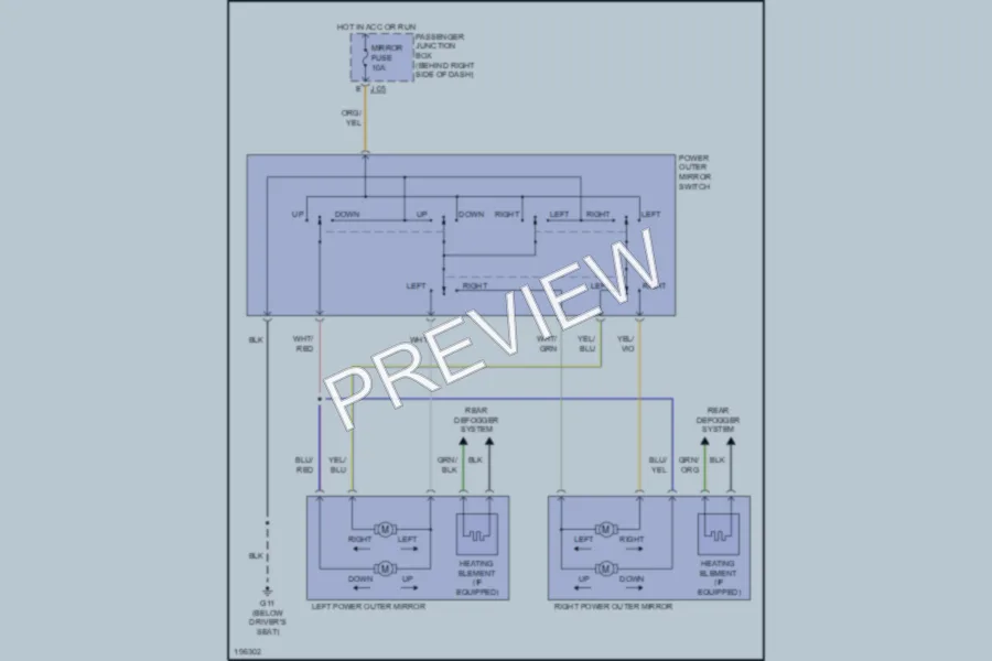 2005 Mazda 3 Power Mirrors wiring diagram preview