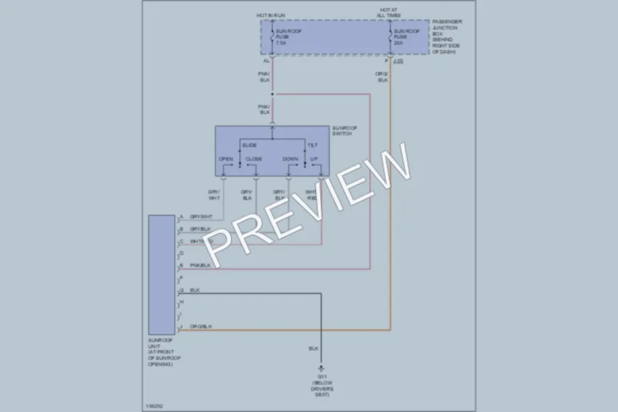 2005 Mazda 3 Power Top Sunroof wiring diagram preview