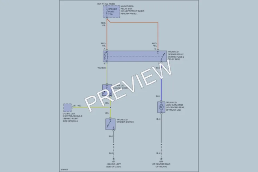 2005 Mazda 6 Trunk Tailgate Fuel Door wiring diagram preview