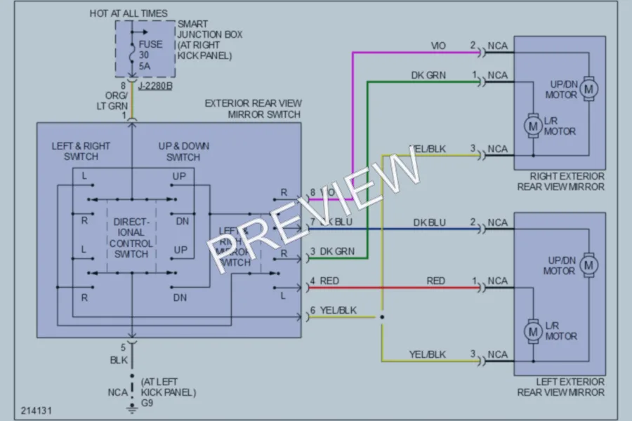 2005 Mazda B2300 Power Mirrors wiring diagram preview