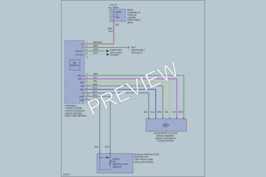 2005 MercedesBenz S430 Power Top Sunroof wiring diagram preview