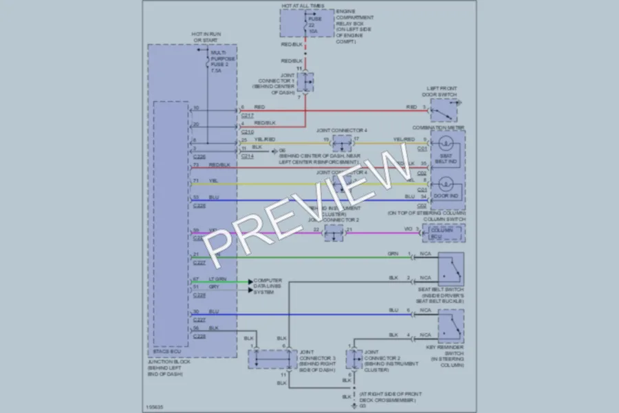 2005 Mitsubishi LancerEvolution Warning Systems wiring diagram preview
