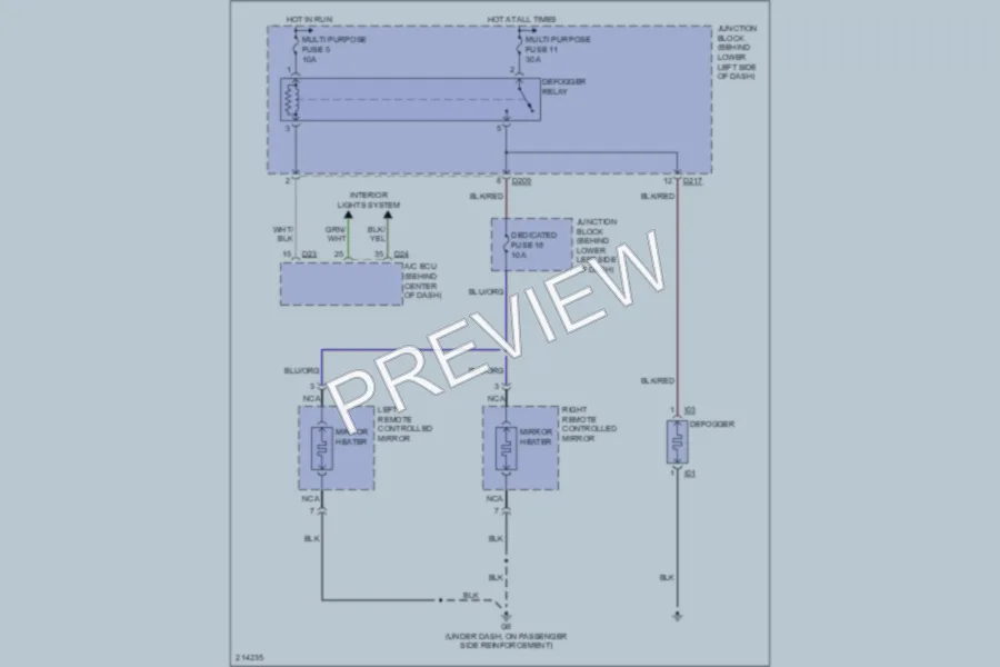 2005 Mitsubishi Montero Defoggers wiring diagram preview