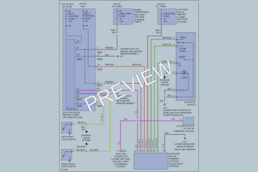 2005 Mitsubishi Montero Power Top Sunroof wiring diagram preview